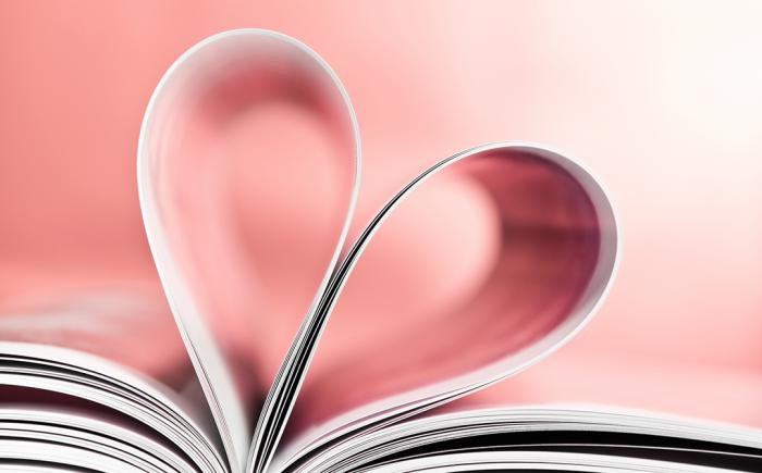 Book pages form a heart shape