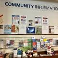 View of a community bulletin board at the library
