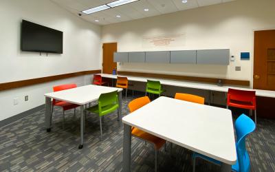 Tables and chairs in the Aster Study Room