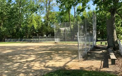 View of the ball field outside Old Worthington Library