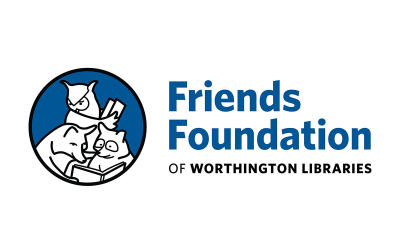 Friends Foundation logo with Reading with Friends owl, racoon and fox characters