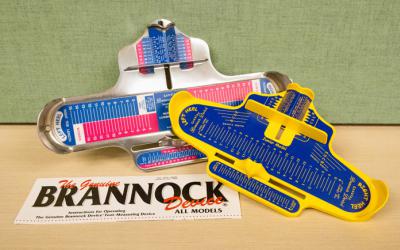 Adult and kids Brannock foot measuring devices and instructions