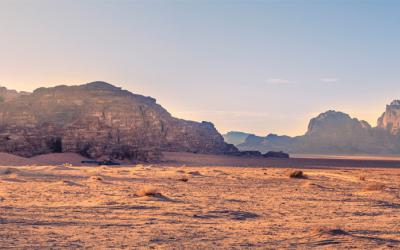 Desert landscape with mountains