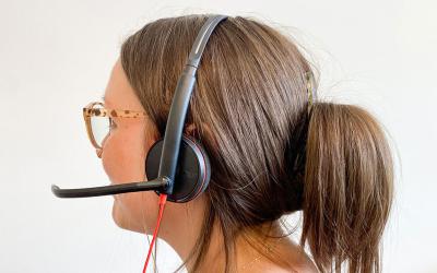 Profile of woman wearing headphones