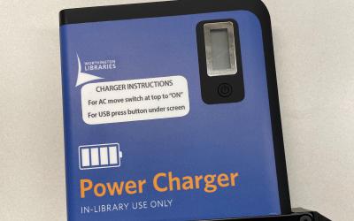 Power charger battery pack with library logo